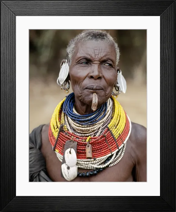 Framed Print : An old Turkana woman wearing all the finery of her tribe Framed Print : An old Turkana woman wearing all the finery of her tribe