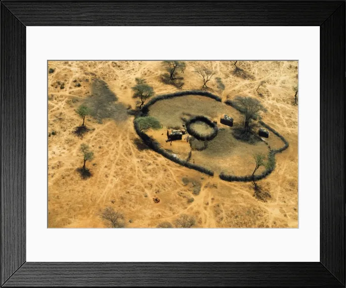 Framed Print : Aerial view of a Manyatta