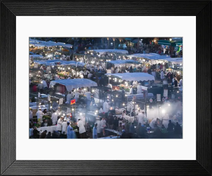 Framed Print : Food Stalls, Djemma el-Fna Square, Marrakash, Morocco
