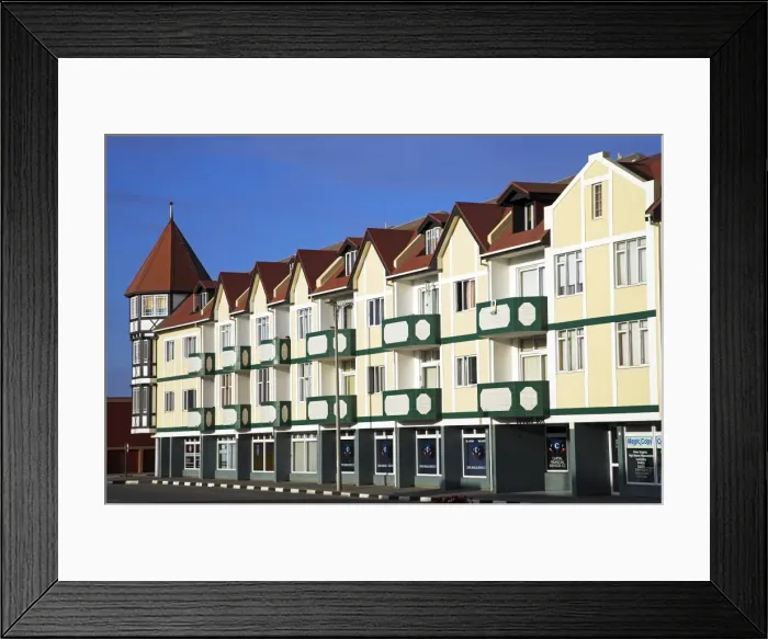 Framed Print : Colonial style buildings in Swakopmund, Namibia Framed Print : Colonial style buildings in Swakopmund, Namibia