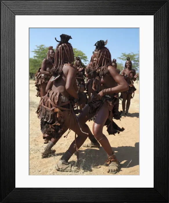 Framed Print : Himba women perform the otjiunda dance Framed Print : Himba women perform the otjiunda dance