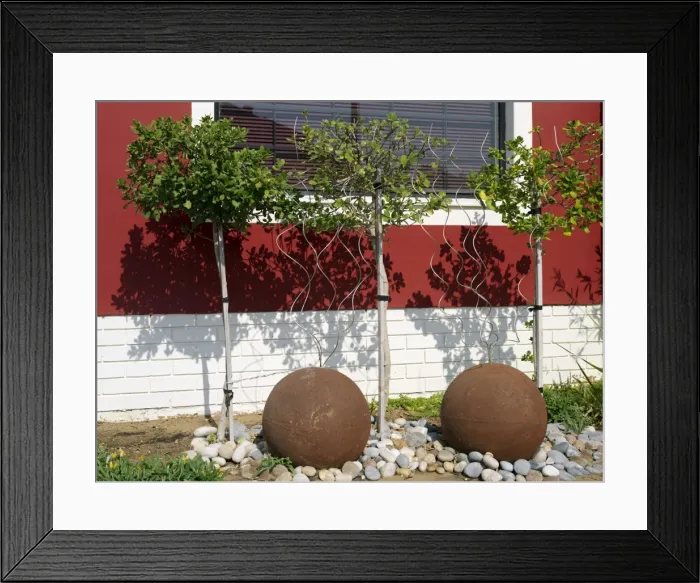 Framed Print : Interesting exterior garden decoration of a fine old Framed Print : Interesting exterior garden decoration of a fine old
