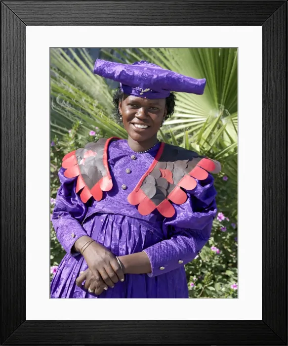 Framed Print : A Herero woman in striking attire at Opuwo