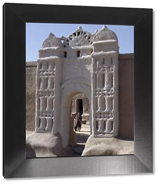 Traditional Nubian architecture at a gate in the village