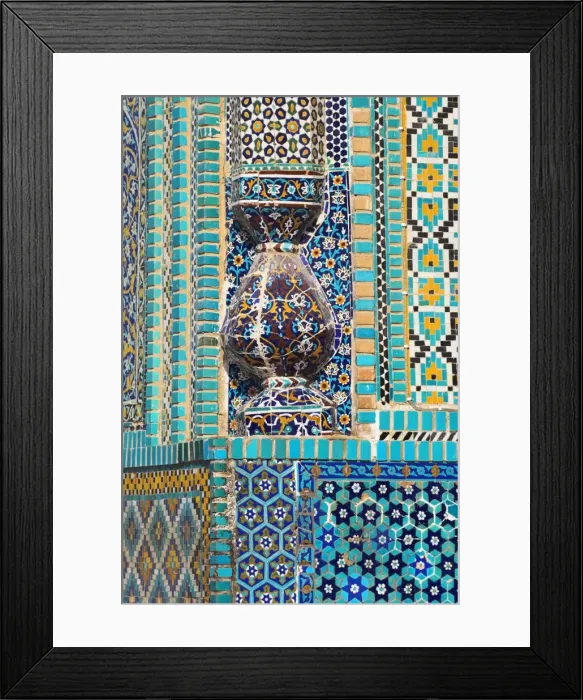 Framed Print : Afghanistan, Mazar-I-Sharif, Shrine of Hazrat Ali, Tile detail