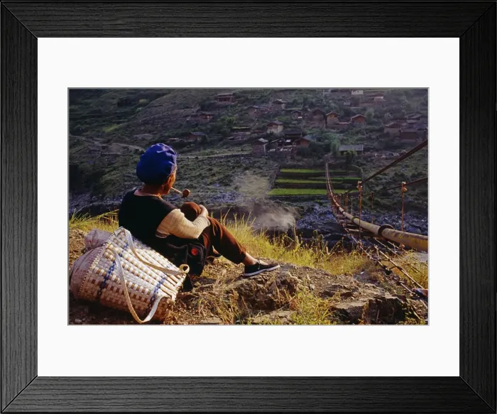 Framed Print : Smoking her pipe Framed Print : Smoking her pipe