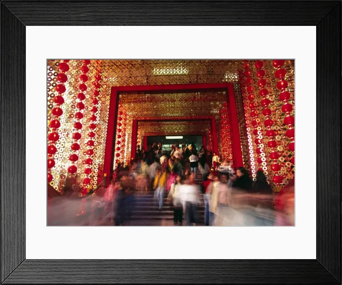 Framed Print : Visitors stream through the entrance to the Star House Framed Print : Visitors stream through the entrance to the Star House