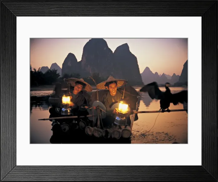 Framed Print : Cormerant Fishermen, Yangshuo, Guangxi, China