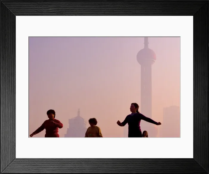 Framed Print : Tai Chi exercises at sunrise, The Bund, Shanghai China Framed Print : Tai Chi exercises at sunrise, The Bund, Shanghai China