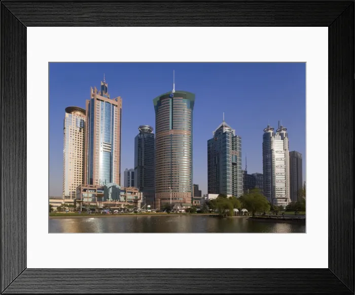 Framed Print : China, Shanghai, Pudong skyline, Lujiazui financial district Framed Print : China, Shanghai, Pudong skyline, Lujiazui financial district