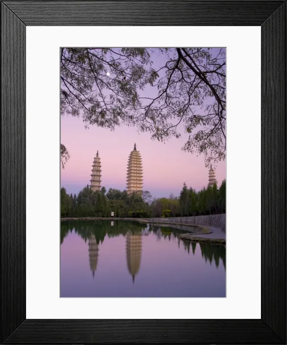 Framed Print : Dali Three Pagodas (San Ta Si) at dusk Framed Print : Dali Three Pagodas (San Ta Si) at dusk