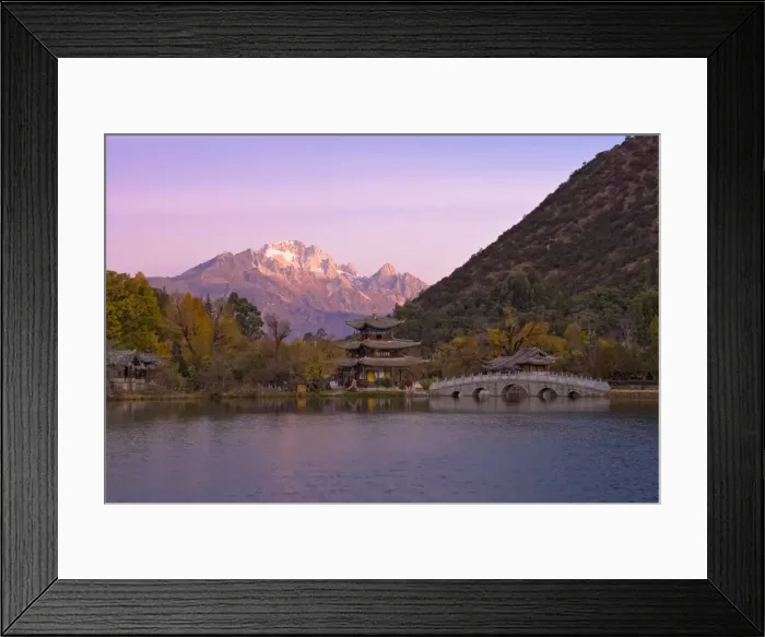 Framed Print : Black Dragon Pool Park and Yulong Xueshan Mountain Framed Print : Black Dragon Pool Park and Yulong Xueshan Mountain