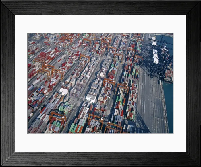 Framed Print : Aerial view of Container Port Framed Print : Aerial view of Container Port