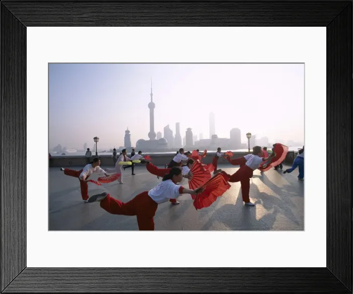 Framed Print : The Bund / People Exercising / Pudong Skyline in Background Framed Print : The Bund / People Exercising / Pudong Skyline in Background