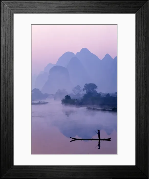 Framed Print : Li River & Limestone Mountains & River Framed Print : Li River & Limestone Mountains & River