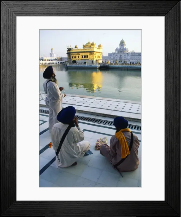 Framed Print : Silk pilgrims pause beside the Amrit Sarovar Framed Print : Silk pilgrims pause beside the Amrit Sarovar
