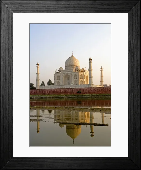 Framed Print : Taj Mahal at sunset with Yamuna River in foreground, Agra, India