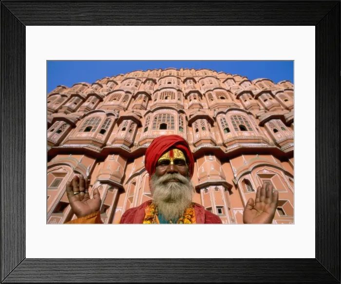 Framed Print : Palace of the Winds (Hawa Mahal) / Holyman (Sadhu) Framed Print : Palace of the Winds (Hawa Mahal) / Holyman (Sadhu)