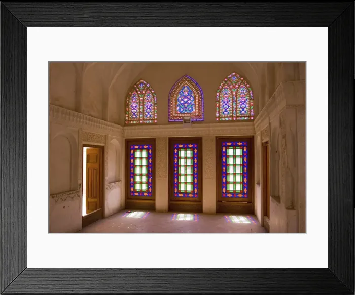 Framed Print : The stained glass windows of traditional house