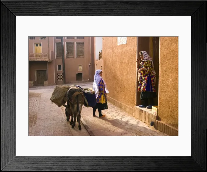Framed Print : Woman and her donkey, Abyaneh near Kashan, Isfahan province, Iran Framed Print : Woman and her donkey, Abyaneh near Kashan, Isfahan province, Iran