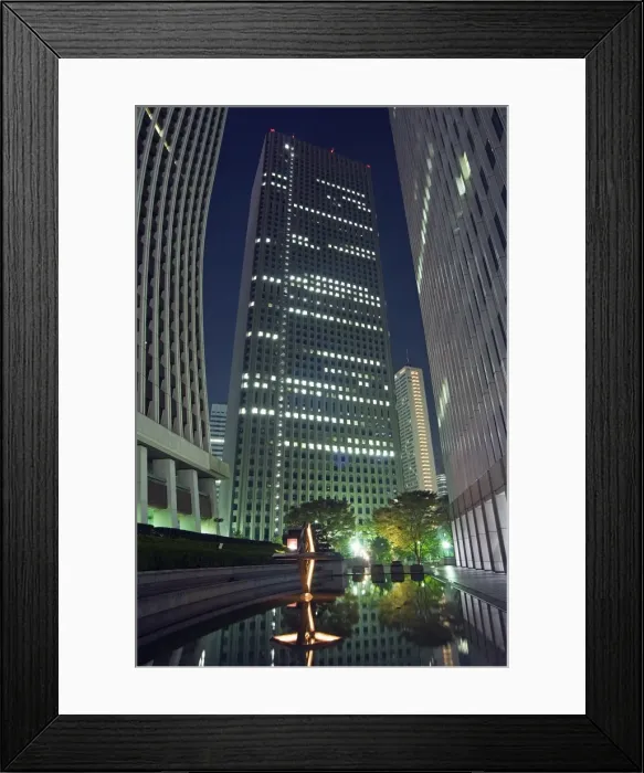 Framed Print : Shinjuku skyscrapers and city buildings at night Framed Print : Shinjuku skyscrapers and city buildings at night