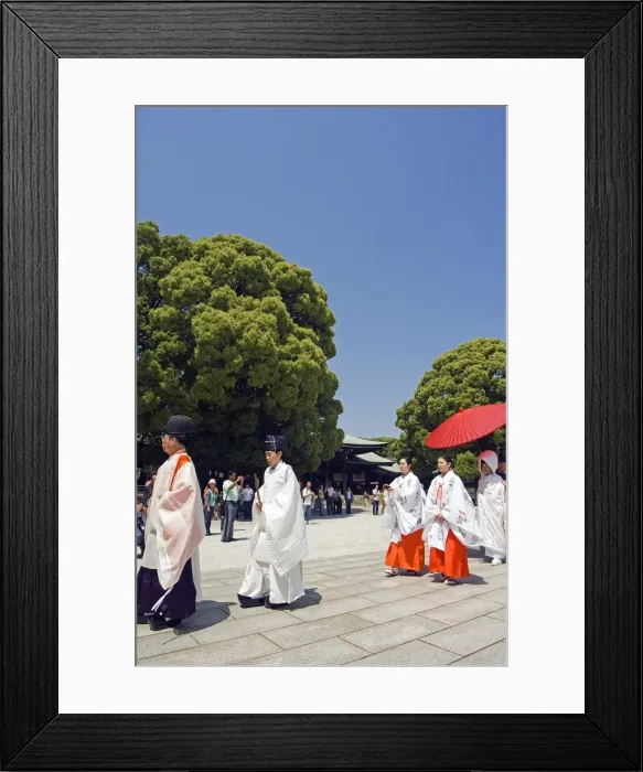 Framed Print : Meiji jingu Shrine 20th Century priest bride groom Framed Print : Meiji jingu Shrine 20th Century priest bride groom