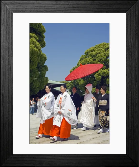 Framed Print : Meiji jingu Shrine 20th Century priest bride groom Framed Print : Meiji jingu Shrine 20th Century priest bride groom