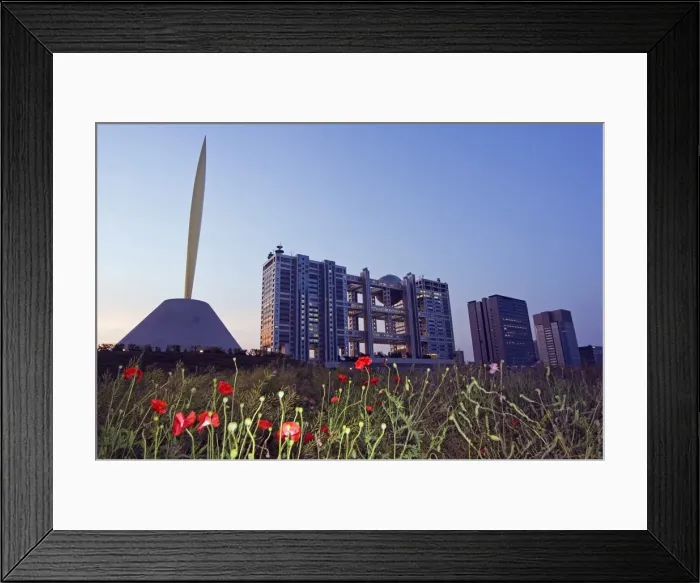 Framed Print : The Flame of the Liberty Gold Needle and the Fuji TV Building Framed Print : The Flame of the Liberty Gold Needle and the Fuji TV Building