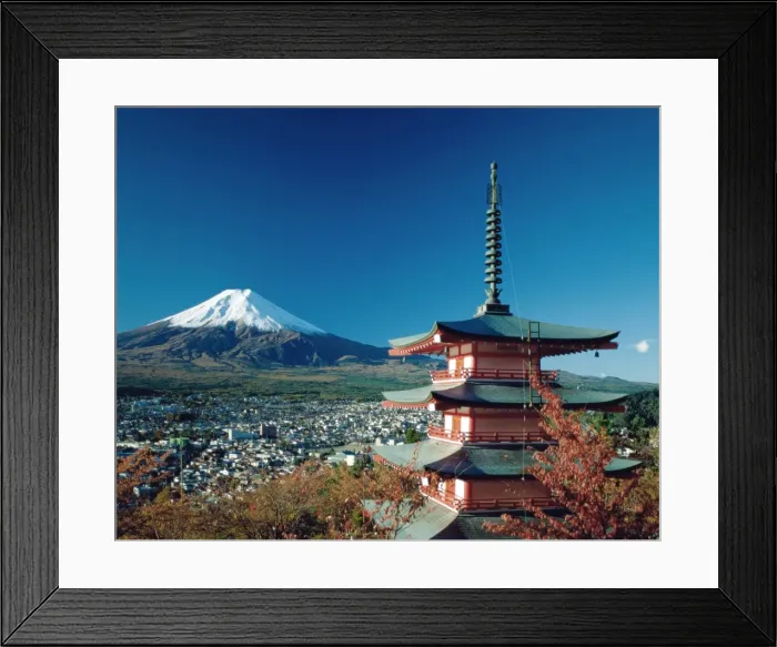 Framed Print : Mount Fuji & Pagoda, Hakone, Honshu, Japan
