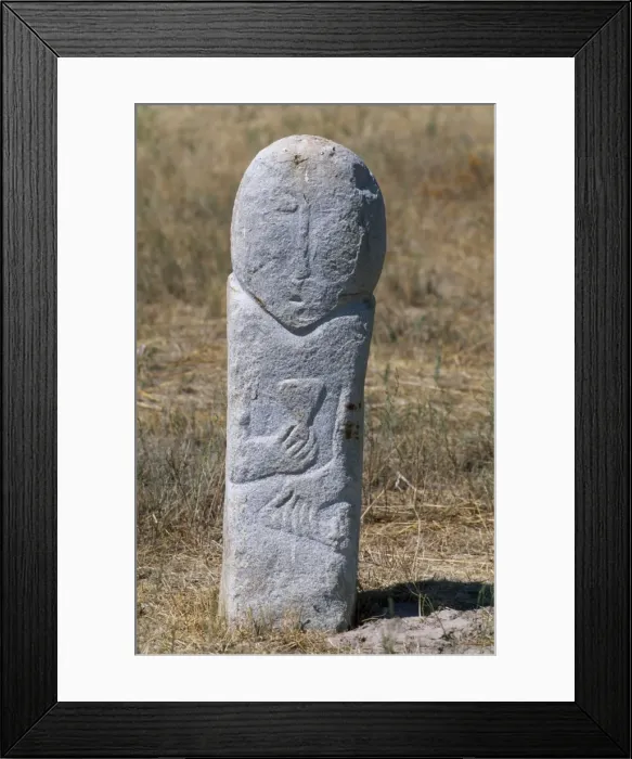 Framed Print : Stone Balbals or tomb markers, Western Turk, 6th to 8th century Framed Print : Stone Balbals or tomb markers, Western Turk, 6th to 8th century