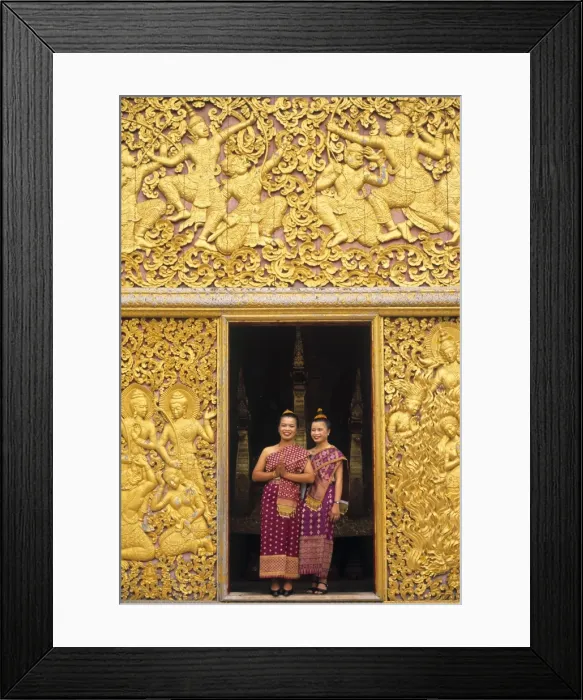 Framed Print : Two Woman at temple doorway