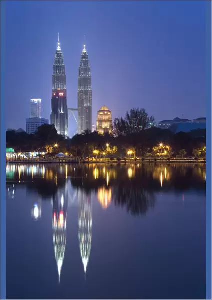 Petronas Twin Towers and lake