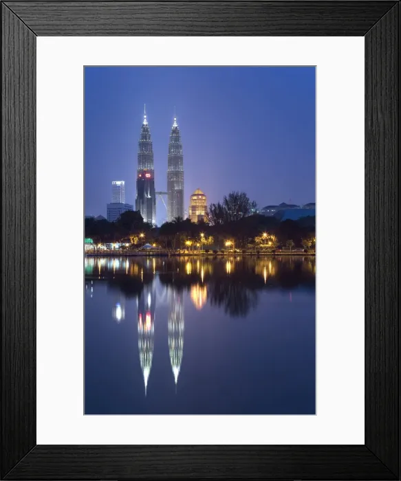Framed Print : Petronas Twin Towers and lake Framed Print : Petronas Twin Towers and lake