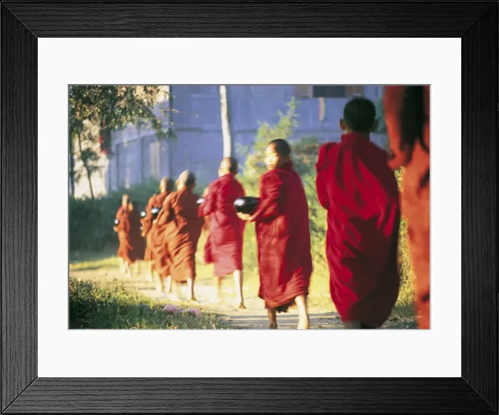 Framed Print : Buddhist monks bearing Alms, Burma Framed Print : Buddhist monks bearing Alms, Burma