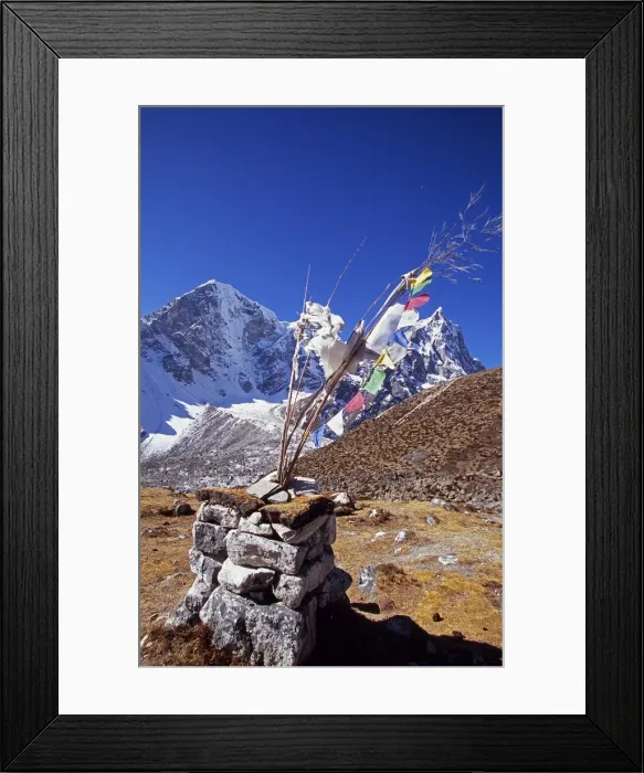 Framed Print : Cairn and prayer flags in the Dzonglha area Framed Print : Cairn and prayer flags in the Dzonglha area