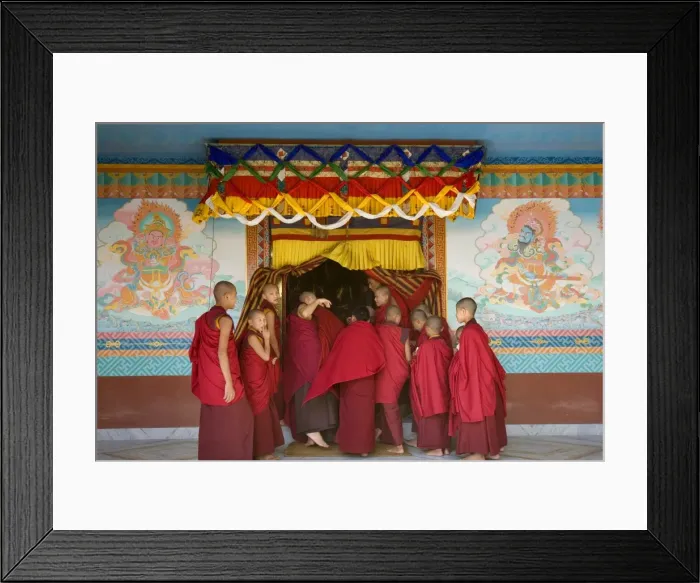 Framed Print : Monks at Tibetan Buddhist Monastery, Kathmandu, Nepal
