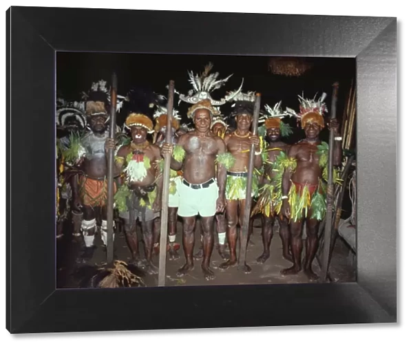 A group of island men with their sepik flutes