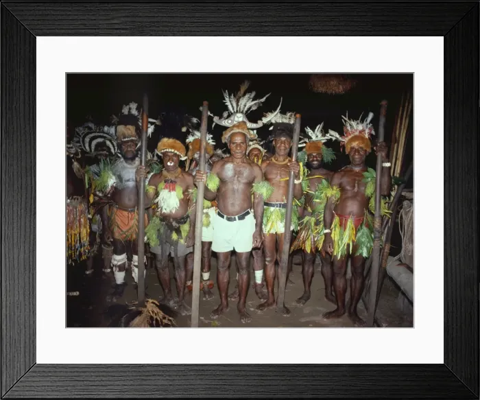 Framed Print : A group of island men with their sepik flutes Framed Print : A group of island men with their sepik flutes