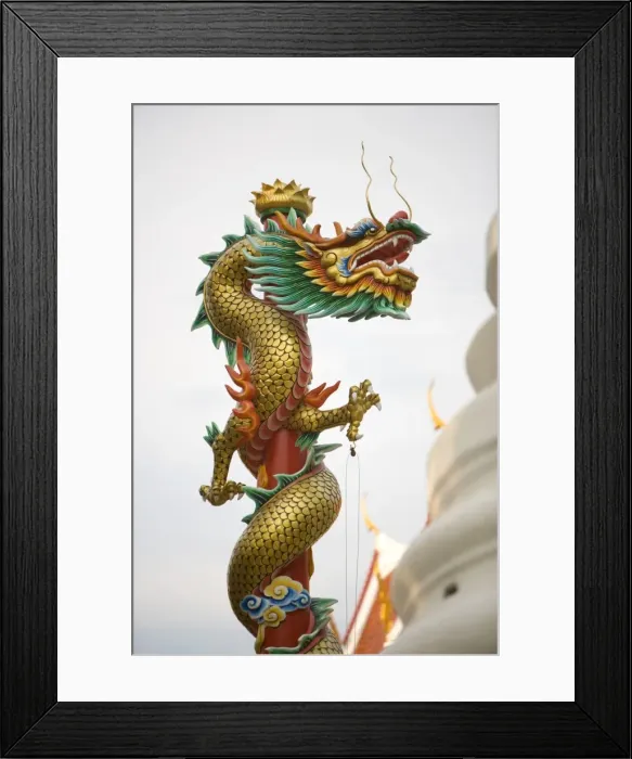 Framed Print : Chinese Dragon, Golden Mount, Wat Saket temple, Bangkok, Thailand Framed Print : Chinese Dragon, Golden Mount, Wat Saket temple, Bangkok, Thailand