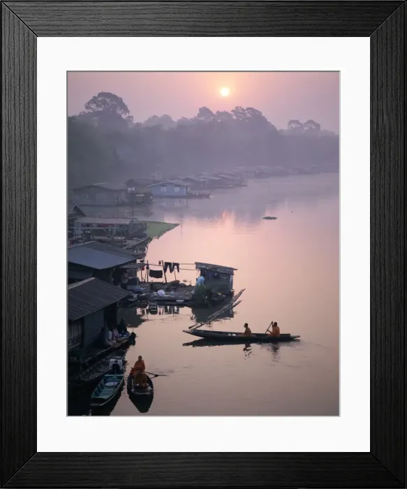 Framed Print : Mekong River / River Boat Houses Framed Print : Mekong River / River Boat Houses