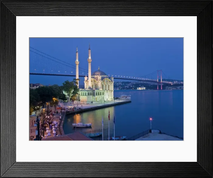 Framed Print : Bosphoros river Bridge and Ortakoy Camii Mosque Framed Print : Bosphoros river Bridge and Ortakoy Camii Mosque