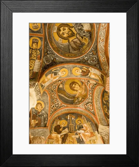 Framed Print : Frescoes, rock-cut Byzantine Karanlik Kilise (Dark Church) Framed Print : Frescoes, rock-cut Byzantine Karanlik Kilise (Dark Church)