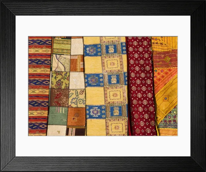 Framed Print : Colourful Turkish rugs for sale in Goreme