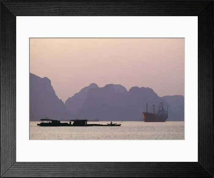 Framed Print : Boats in Ha Long Bay at Sunset Framed Print : Boats in Ha Long Bay at Sunset