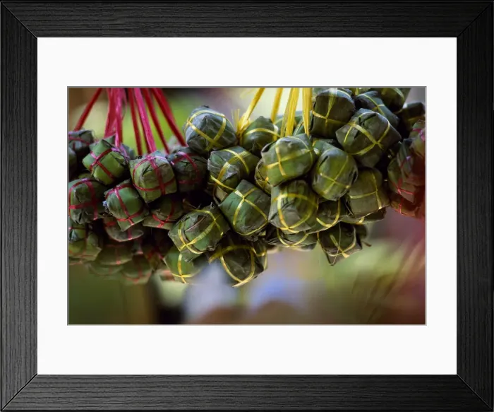 Framed Print : Close up of rice balls wrapped in vine leaves Framed Print : Close up of rice balls wrapped in vine leaves