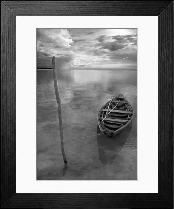 Framed Print : Dug out canoe used by local fishermen pulled up on Framed Print : Dug out canoe used by local fishermen pulled up on