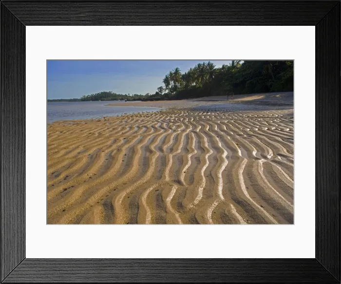Framed Print : Low tide exposes wave sculpted patterns in the sand Framed Print : Low tide exposes wave sculpted patterns in the sand