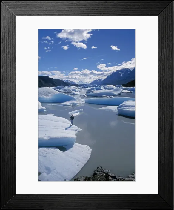 Framed Print : Trekker on iceberg Framed Print : Trekker on iceberg