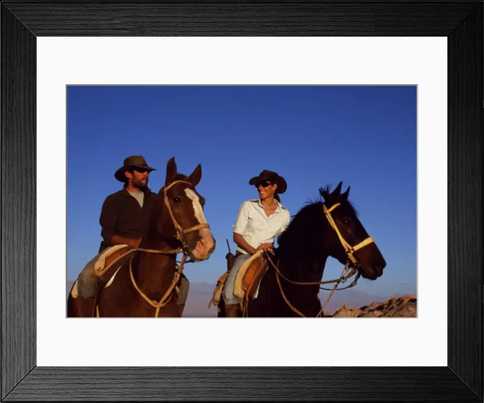 Framed Print : Horse riding amongst the wind-eroded peaks and lunar Framed Print : Horse riding amongst the wind-eroded peaks and lunar