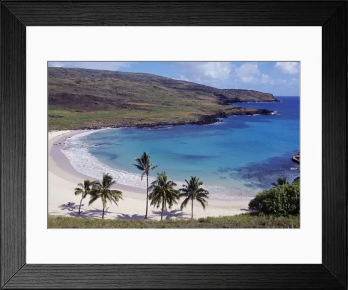 Framed Print : Chile, Easter Island, Anakena Framed Print : Chile, Easter Island, Anakena